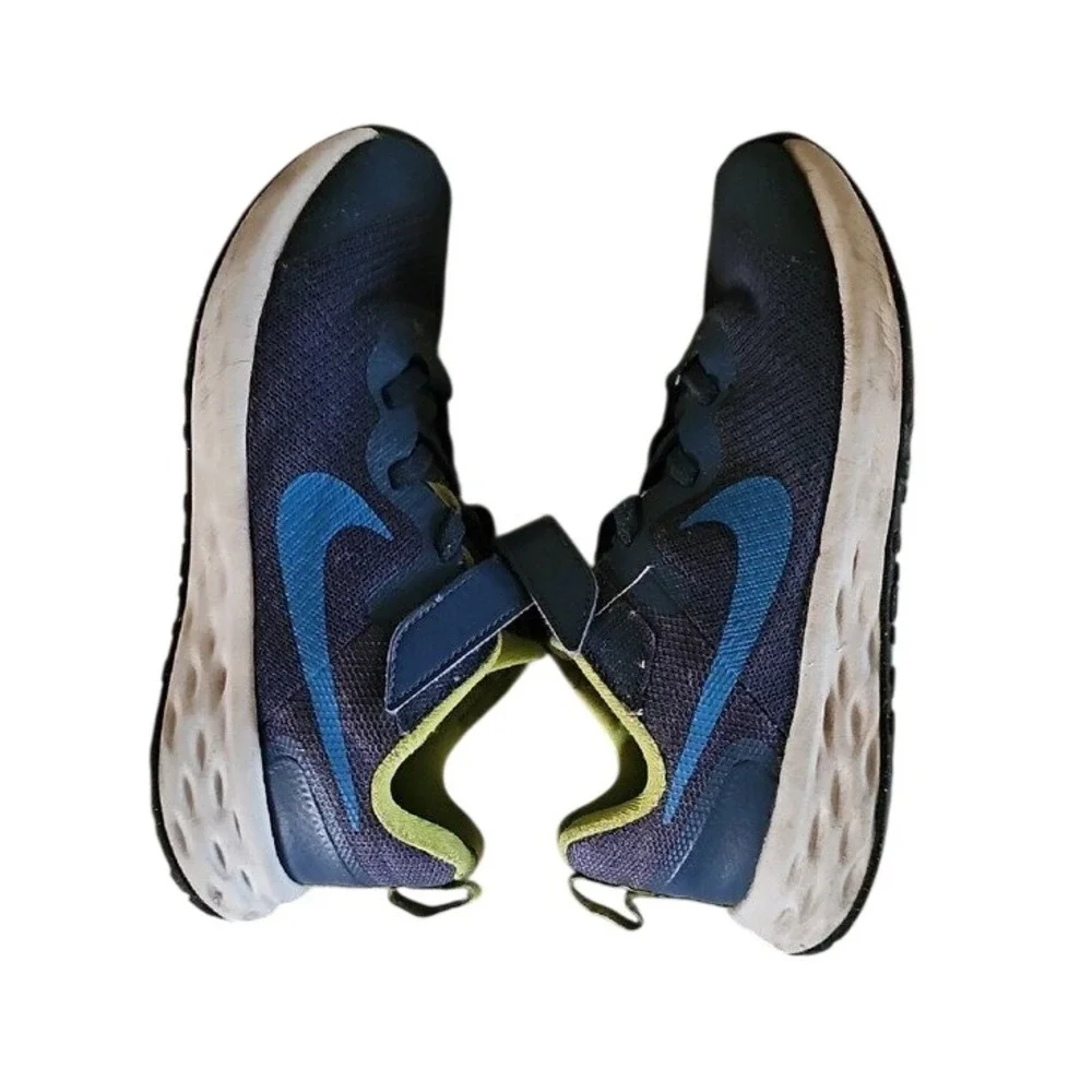 Nike Revolution 6 Mystic Navy Atomic Green Kids Running Shoes DD1095-401 Size 3Y